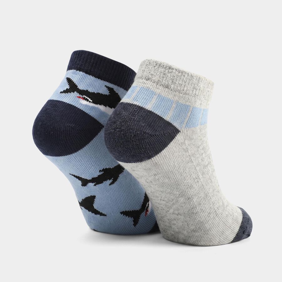 Boys' Ankle Length Pack of 2 Socks ( Grey, Blue ), Light Blue, large