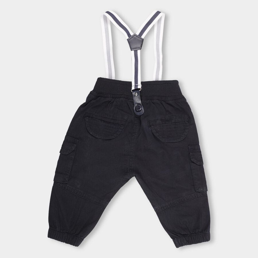 Infants Jet Black Jogger Fit Rib Waist Trousers, नेवी ब्लू, large image number null
