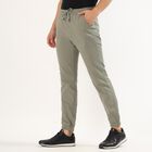 Men's Muted Sage Green Slim Fit Elastic Waist Casual Trousers, Light Green, small