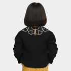 Girls' Black Round Neck Romantic T-Shirt, Black, small