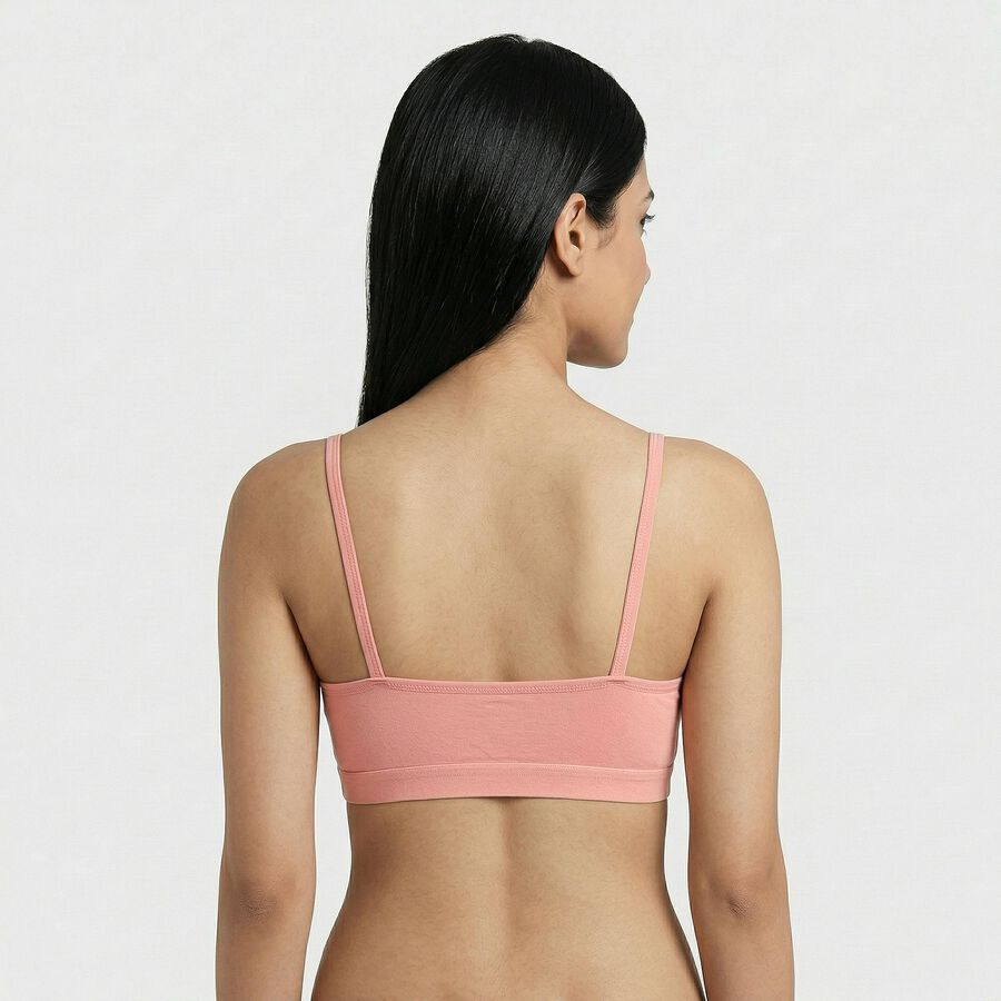 Women's Pink Cotton Blend Sleeveless Minimalist Bra, Light Pink, large