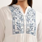 Women's White Round Neck Straight Kurti, White, small