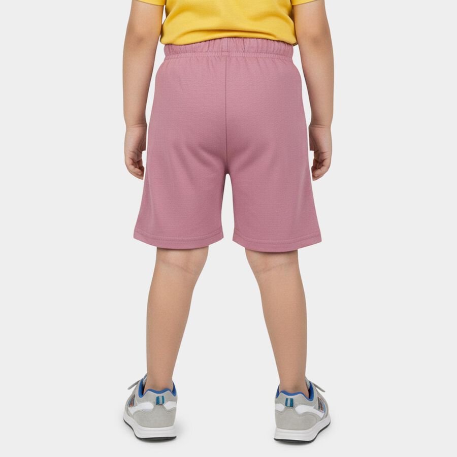 Boys' Mauve Cotton Blend Elastic Waist Bermuda Shorts, Pink, large