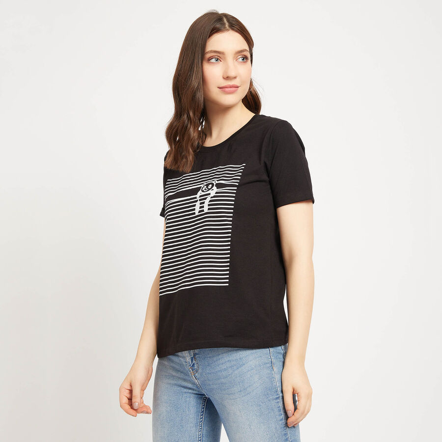 Round Neck T-Shirt, Black, large image number null