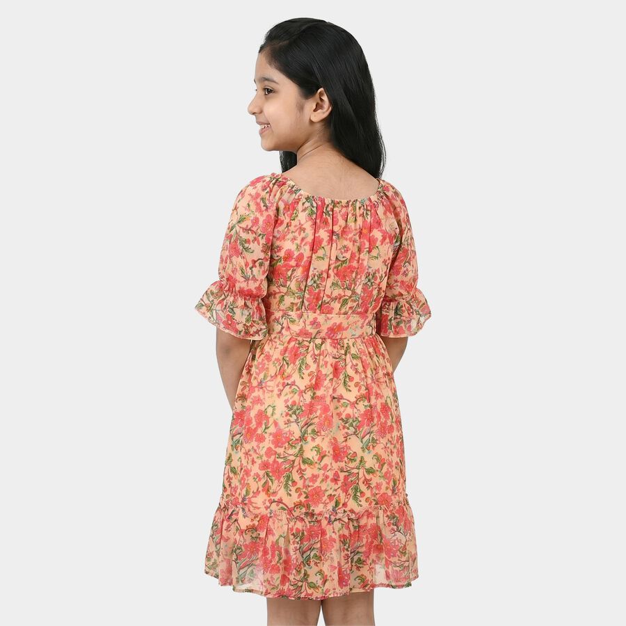 Girls Pink Off Shoulder Fit and Flare Dress, गुलाबी, large