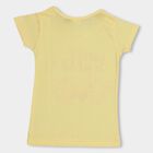 Girls' Light Yellow Cotton Blend Round Neck Short Sleeve T-Shirt, Yellow, small