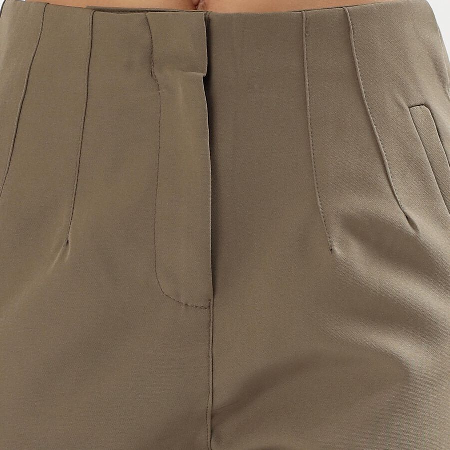 Women's Olive Green High-Rise Cigarette Trousers, Olive, large image number null