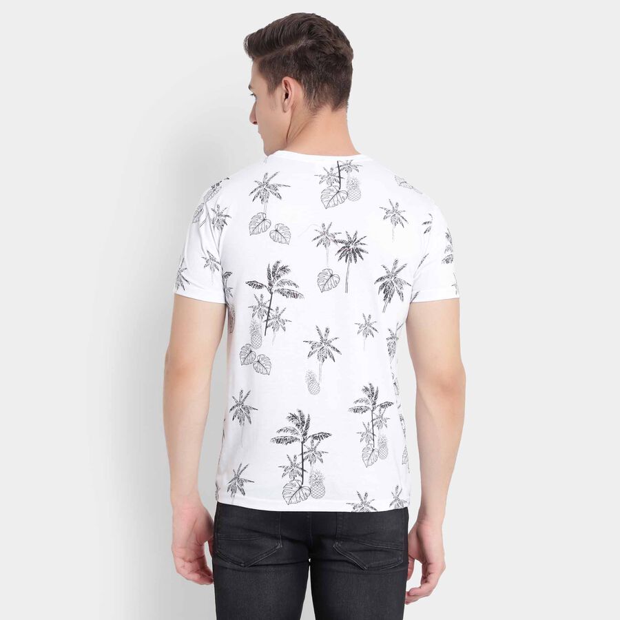 Printed Round Neck T-Shirt, White, large image number null