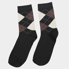 Motif and Stripe Crew Length Socks, Black, small image number null