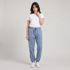 Women's Light Blue Relaxed Fit Cargo Track Pants, Light Blue, small