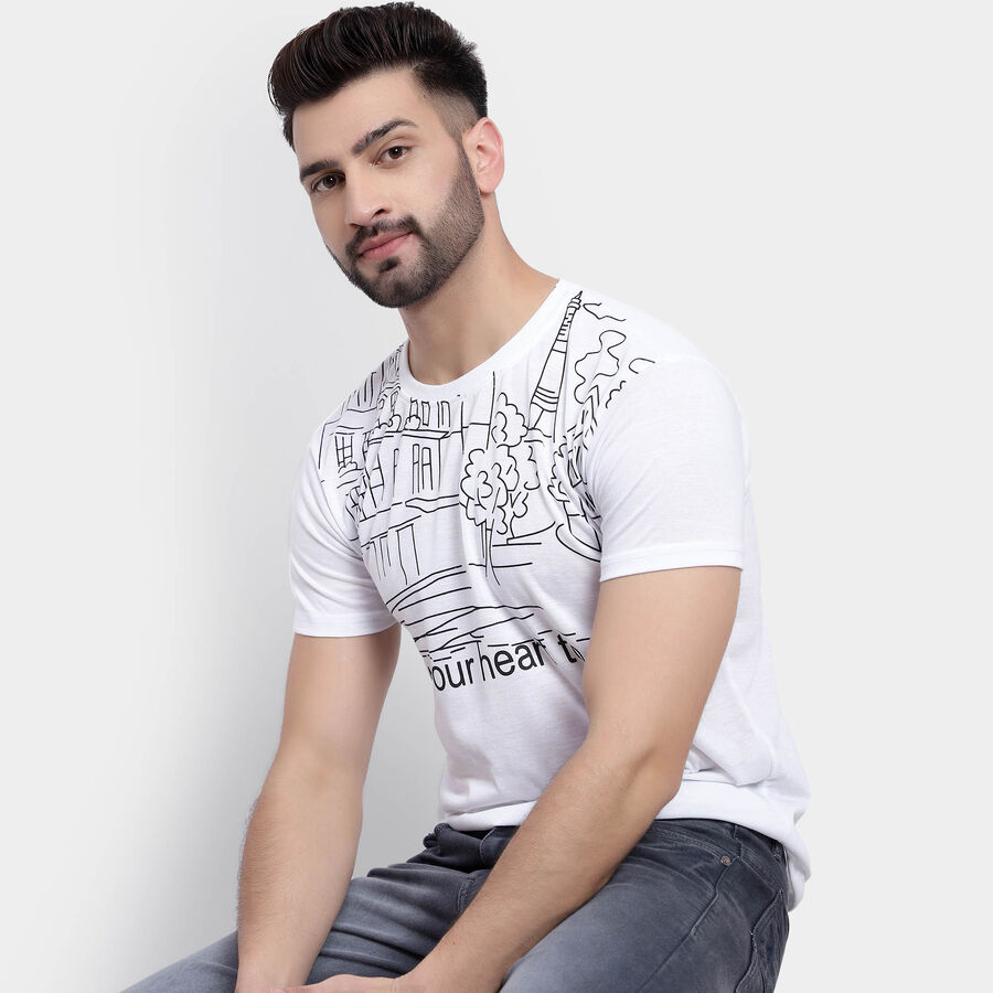 Round Neck T-Shirt, White, large image number null