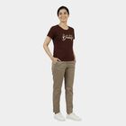 Women's Wine Round Neck Casual T-Shirt, वाइन, small