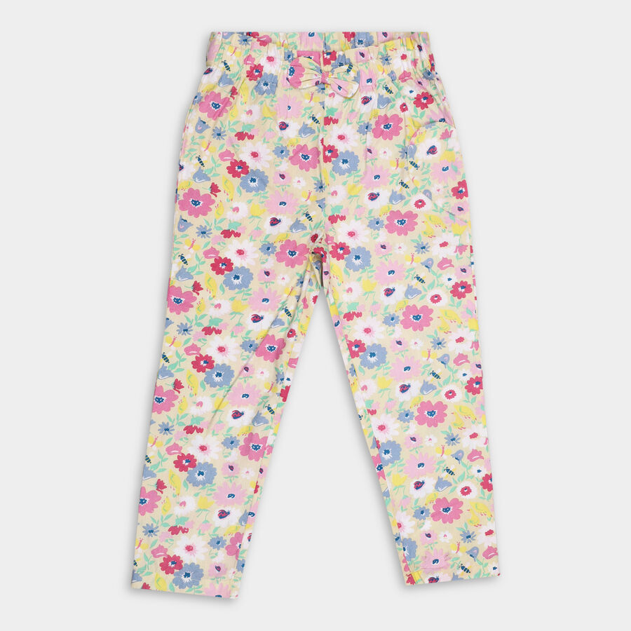 Girls' Cotton Trousers, Off White, large image number null
