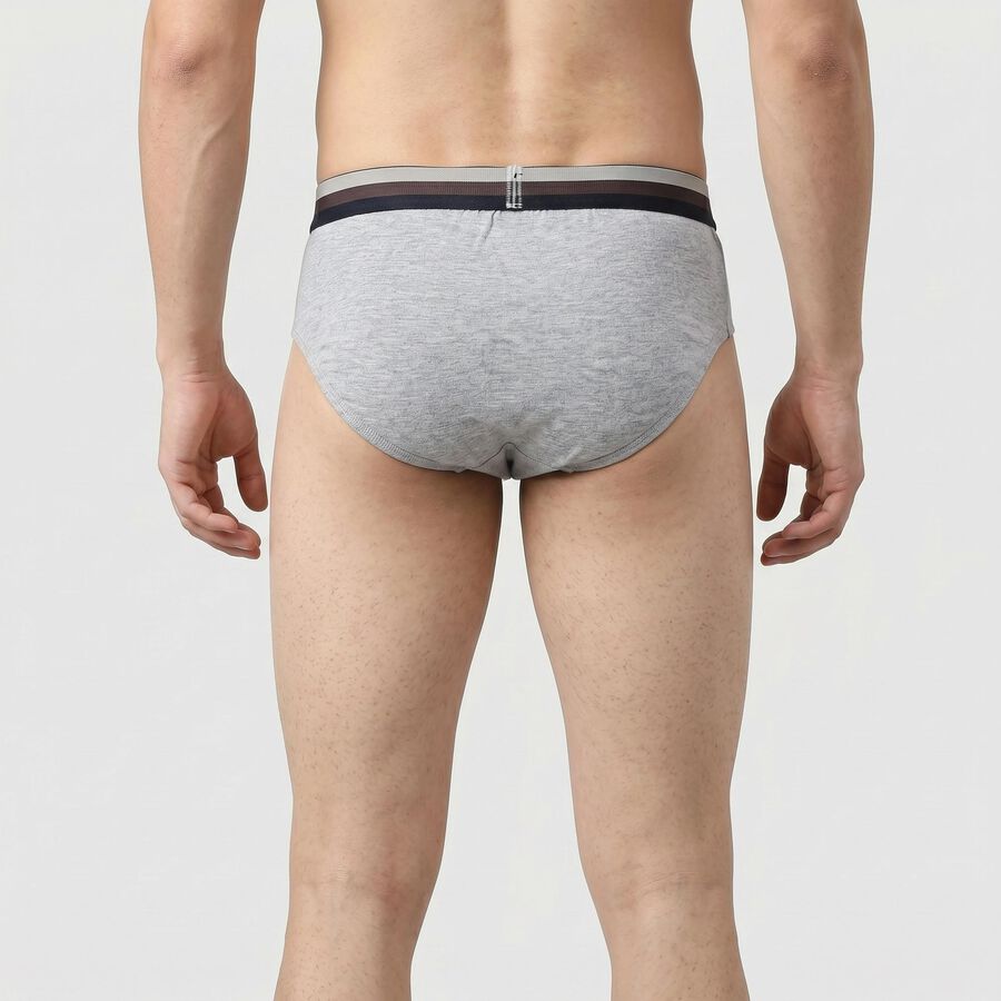 Men's Grey Regular Fit Solid Briefs, मिश्रित हल्का ग्रे, large