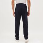 Men's Deep Navy Blue Regular Fit Ribbed Track Pants, Navy Blue, small image number null