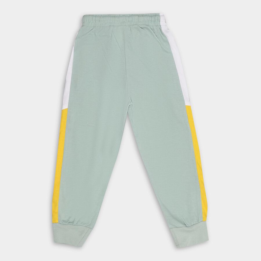 Boys' Muted Sage Green Regular Fit Cut And Sew Pyjama, Light Green, large image number null
