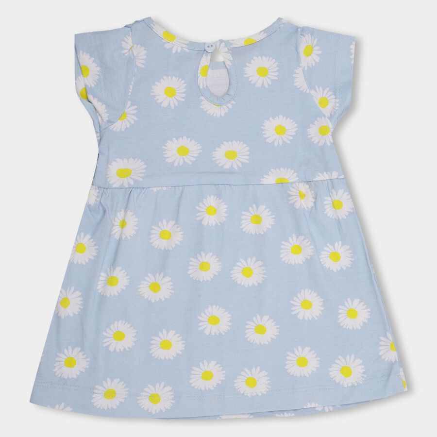 Infant Girls' 100% Cotton Frock , हल्का नीला, large image number null