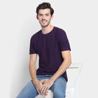 Men's Round Neck Half Sleeves T-Shirt , Purple, small image number null