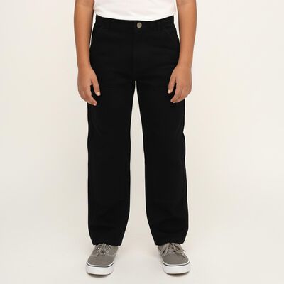 Boys' Jet Black Regular Fit Cotton Jeans