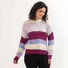 Women's Multicolor Crew Neck Knit Pullover, Lilac, small image number null