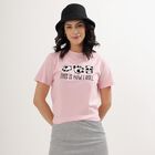 Ladies' Light Pink Round Neck Panda Print T-Shirt, Pink, small image number null