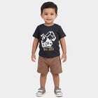 Infants' Grey 100% Cotton Round Neck Graphic Printed Baba Suit, Charcoal, small