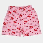 Girls' Pink Cherry Print Elastic Waist Shorts, Pink, small