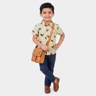 Boys Off White Cotton Short Sleeves Collar Shirt, Off White, small