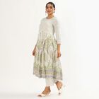 Women's Soft Ivory White Floral Printed Ethnic Set, Light Green, small