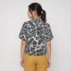 Women's Grey Floral Camp Collar Shirt, Dark Grey, small
