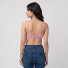 Women's Pink Cotton Blend V-Neck T-Shirt Bra, हल्का गुलाबी, small