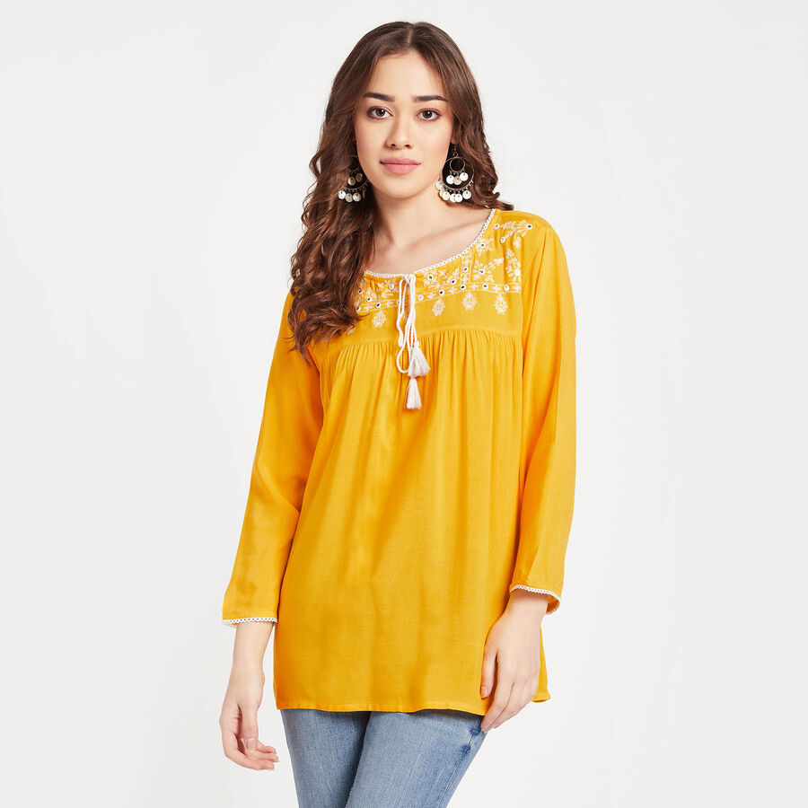 Solid Kurti, पीला, large image number null