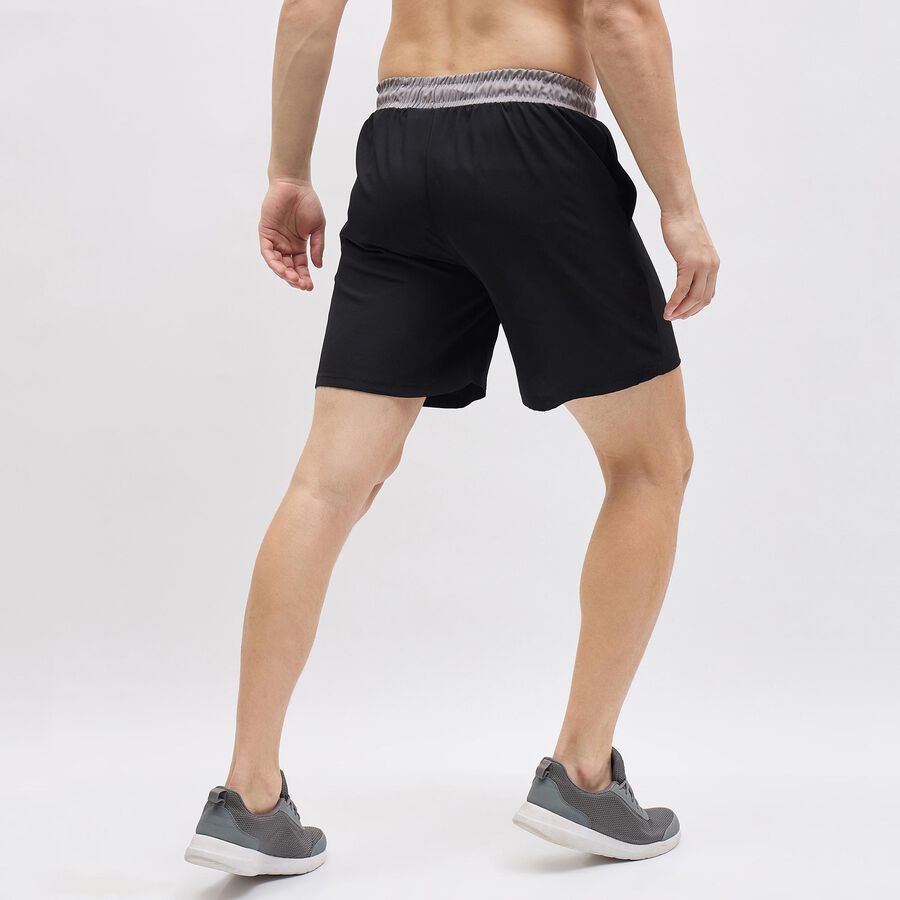 Men's Black Relaxed Fit Elastic Waist Bermuda Shorts, Black, large