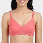 Women's Pink Cotton Blend Regular Bralette Bra, गुलाबी, small