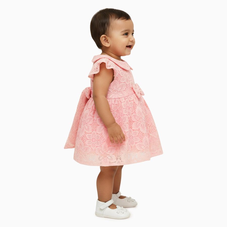 Infants' Soft Pink Floral Lace Party Frock, Light Pink, large