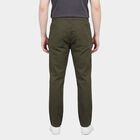 Men's Olive Slim Fit Flat-Front Casual Trousers, ओलिव, small