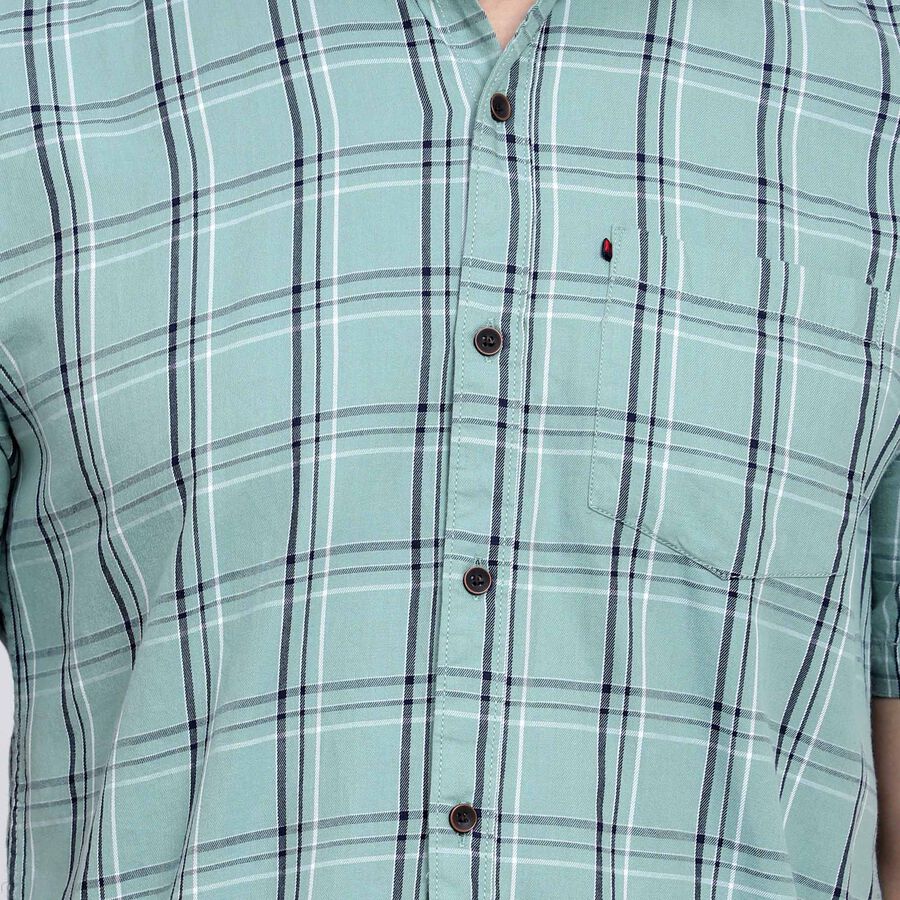 Cotton Checks Casual Shirt, Light Green, large image number null