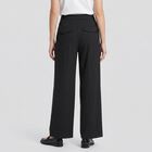 Women's Black Wide Leg Pinstriped Trousers, Black, small