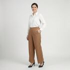 Women's Beige Regular Fit Solid Trousers, गहरा पीला, small
