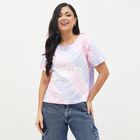 Women's Pastel Pink and Lavender Cotton Round Neck Casual T-Shirt, Lilac, small image number null