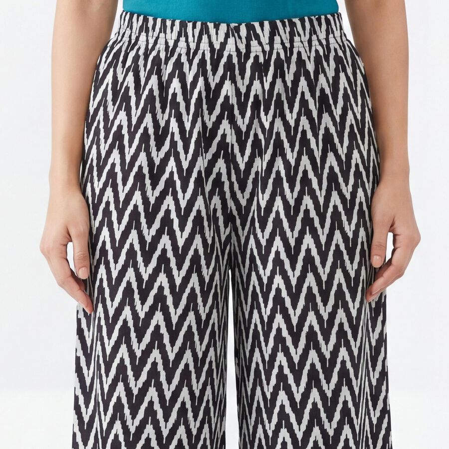 Women's Black Wide-Leg Solid Palazzos, काला, large