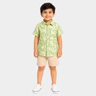 Boys Green Cotton Short Sleeves Collar Regular Fit Shirt, Light Green, small