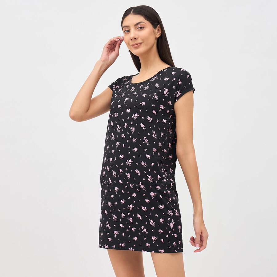 Ladies' Knee Length Nighty, Black, large