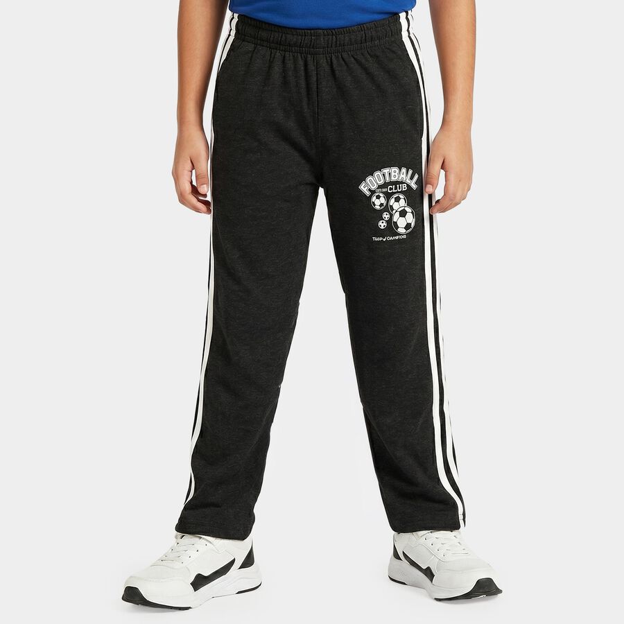 Boys Black Straight Fit Football Print Pyjama, Black, large