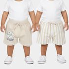 Infants Beige Cotton Half Pant, Beige, small
