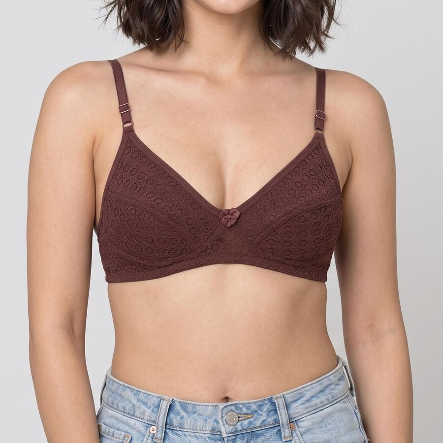 Women's Brown V-Neck Bralette Bra, Brown, large