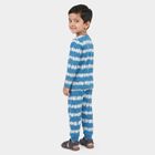 Boys' Blue Cotton Round Neck Tie-Dye Print Baba Suit, Light Blue, small