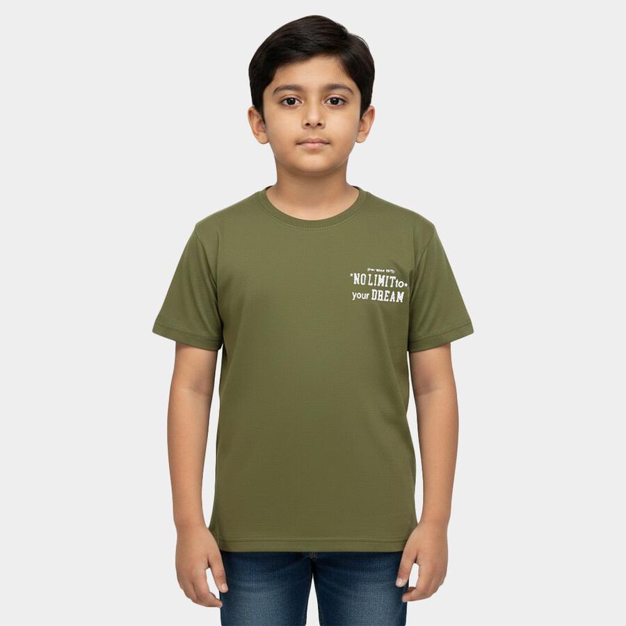 Boys' Half Sleeves T-Shirt, Olive, large