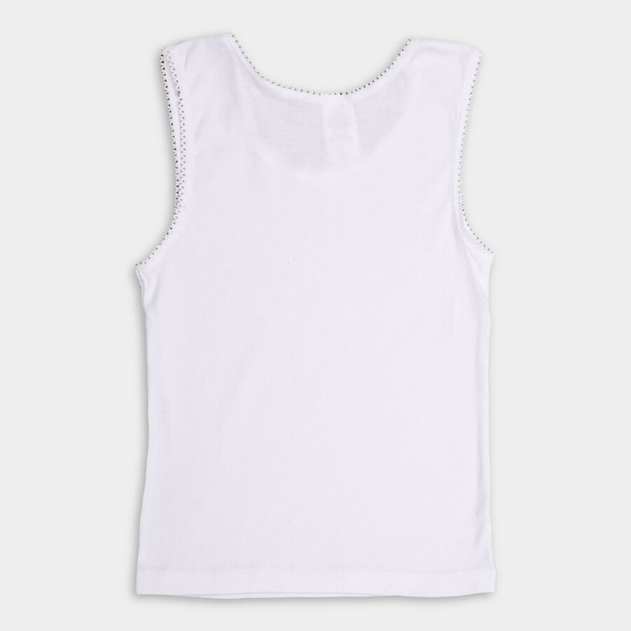 Girls' 100% Cotton Vest, सफ़ेद, large image number null