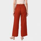 Women's Rust Relaxed Fit Elastic Waist Wide-Leg Trousers, Rust, small